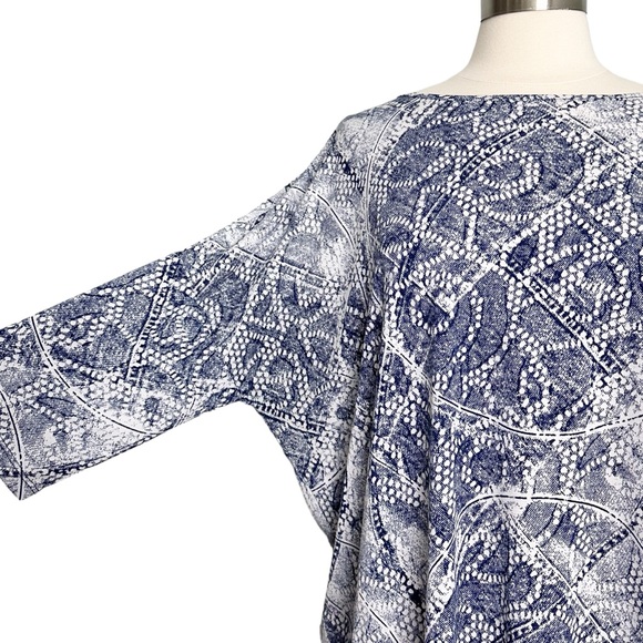 Clara Sun Woo Abstract Navy White Asymmetrical Hem Lagenlook Tunic Size L - Picture 4 of 10